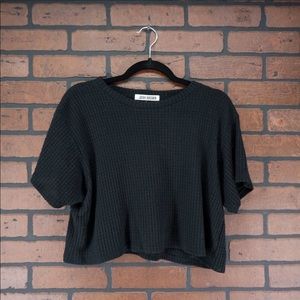Joah brown waffle knit cropped tee